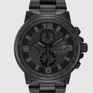 CITIZEN PROMASTER NIGHTHAWK BLACK DIAL STAINLESS STEEL MEN’S WATCH CA0295-58E
