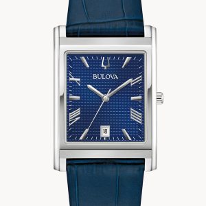 BULOVA CLASSIC BLUE DIAL LEATHER STRAP MEN’S WATCH 96B442