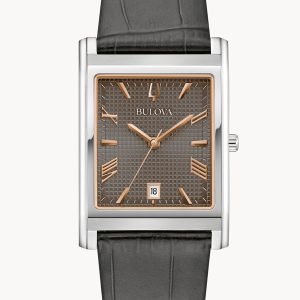 BULOVA CLASSIC GRAY DIAL LEATHER STRAP MEN’S WATCH 96B443