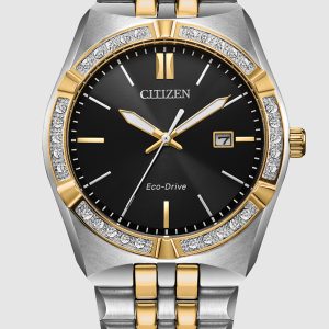 CITIZEN CORSO DIAMOND BLACK DIAL STAINLESS STEEL MEN’S WATCH BM7644-51E