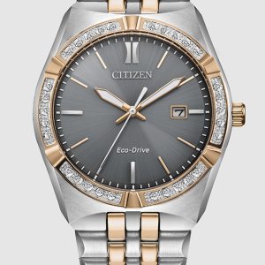 CITIZEN CORSO DIAMOND GRAY DIAL STAINLESS STEEL MEN’S WATCH BM7646-55H