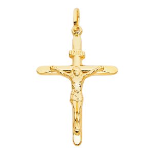 14K Yellow gold Crucifix Pendant