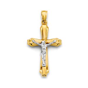 14K 2Tone Crucifix Cross Pendant