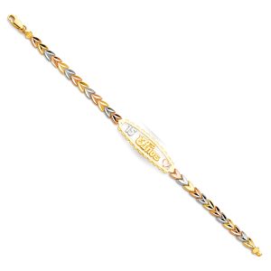 14k Tri-Color 15 Years ID Bracelet
