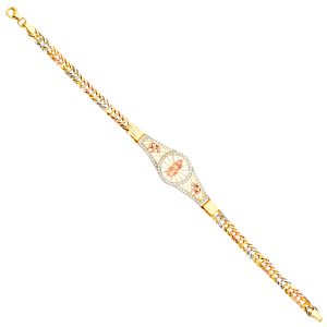 14k Gold Tri-Color Guadalupe ID Bracelet