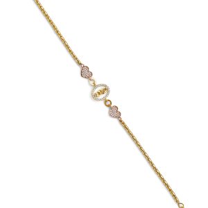 14k Gold Tri-Color Guadalupe/Heart CZ Bracelet