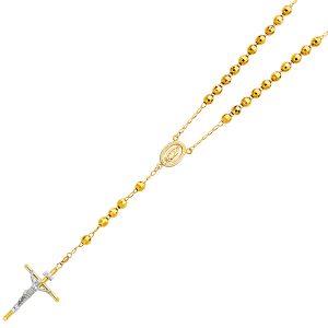 14KY Yellow Gold 6mm Disco Ball Rosary Necklace - 26"