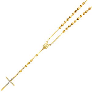 14KY Yellow Gold 5mm Disco Ball Rosary Necklace - 26"