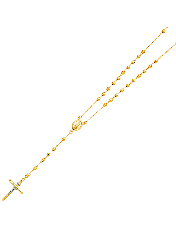 14KY Yellow Gold 4mm Disco Ball Rosary Necklace - 26"