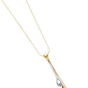 14k Gold Tri-Color Tear Drop Balls Necklace