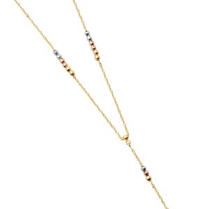 14k Gold Tri-Color 2.5mm Ball Fancy Rosary Necklace