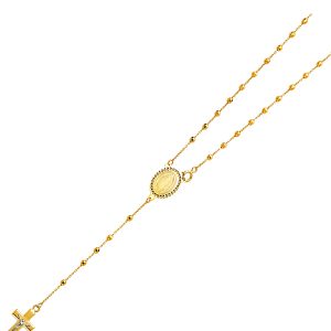 14K Yellow Gold 2.5mm Disco Ball Rosary Necklace