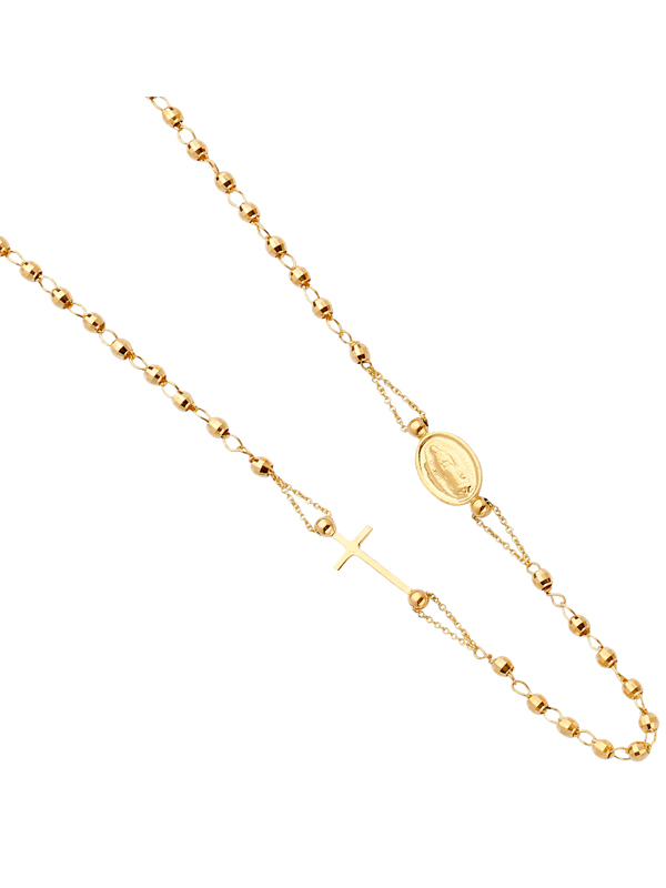 14K Yellow Gold Guadalupe Fashion Rosary Necklace