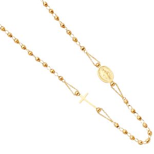 14K Yellow Gold Virgin Mary Fashion Rosary Necklace