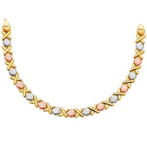 14k Gold Tri-Color Stampato Necklace