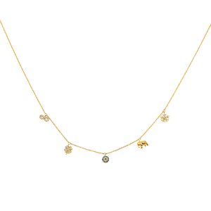 14k Yellow Gold CZ Dangling Light Necklace