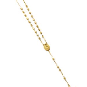 14KY Two-Tone Gold 4mm Disco Ball Rosary Necklace