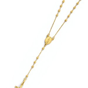 14K Yellow Gold 2.5mm Disco Ball Rosary Necklace