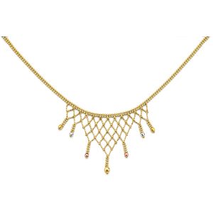 14k Gold Tri-Color Beaded Necklace