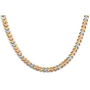 14k Gold Tri-Color Double Face Stampato Necklace