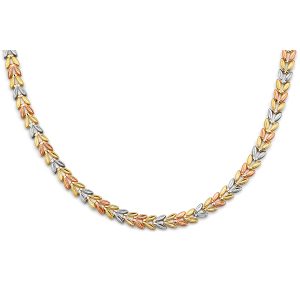 14k Gold Tri-Color Double Face Stampato Necklace