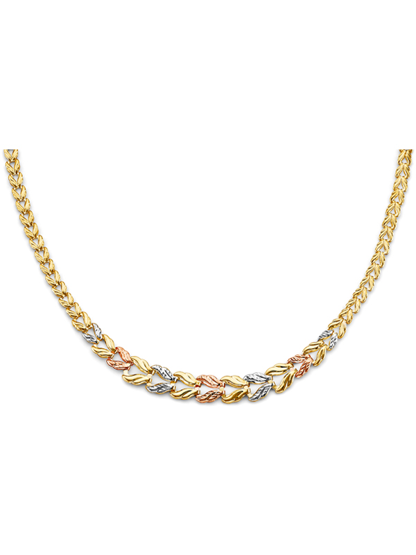 14k Gold Tri-Color Double Face Gradated Stampato Necklace