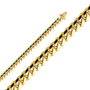 14KY 9.1mm Miami Cuban Solid Bracelet 9 Inches