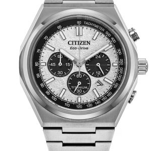 CITIZEN ZENSHIN CHRONO WHITE DIAL SUPER TITANIUM MEN'S WATCH CA4610-85A