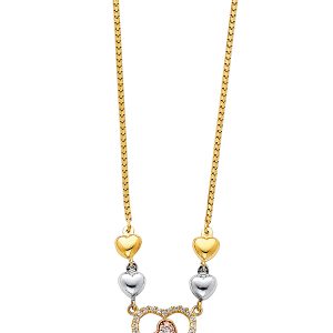 14k Gold Tri-Color Light Hanging Necklace