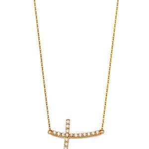 14k Yellow Gold Side Cross Pendant Necklace