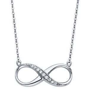14k White Gold Infinity CZ Necklace