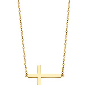 14k Yellow Gold Side Way Cross Necklace