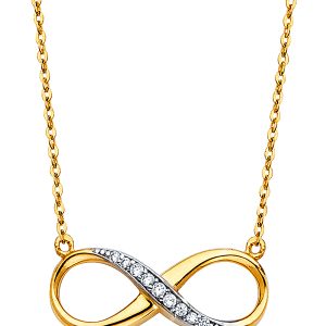 14k Yellow Gold CZ Infinity Necklace