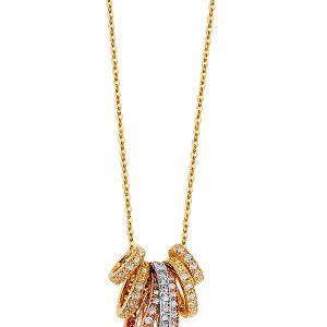 14k Gold Tri-Color 7Day CZ Ring Necklace