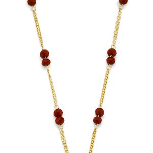 14k Yellow Gold Coral Bead Necklace