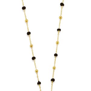 14k Yellow Gold Black Enamel Bead Necklace