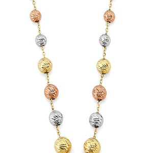 14k Gold Tri-Color Gradated DC Ball Necklace