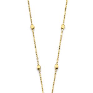 14k Yellow Gold Square Shape Bead Necklace