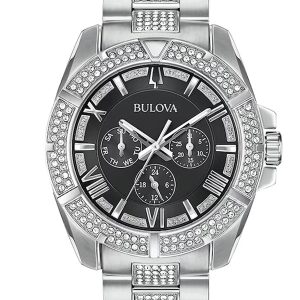 BULOVA CRYSTALS BLACK DIAL MEN’S WATCH 96C126