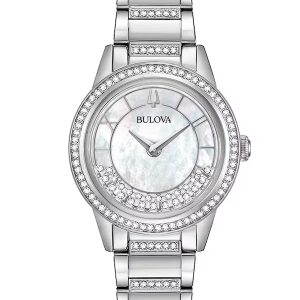 BULOVA TURNSTYLE CRYSTAL MOTHER OF PEARL DIAL LADIES’ WATCH 96L257