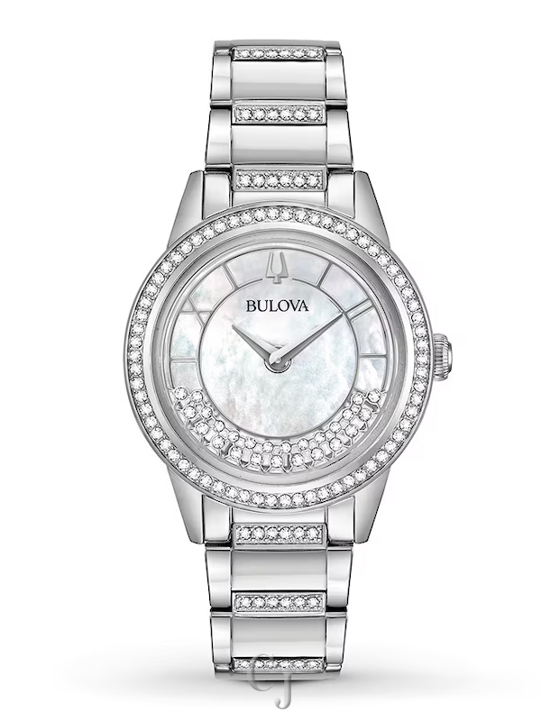 BULOVA TURNSTYLE CRYSTAL MOTHER OF PEARL DIAL LADIES’ WATCH 96L257