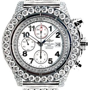 BREITLING SUPER AVENGER MEN'S 25 CARATS CUSTOM DIAMOND WATCH A13370