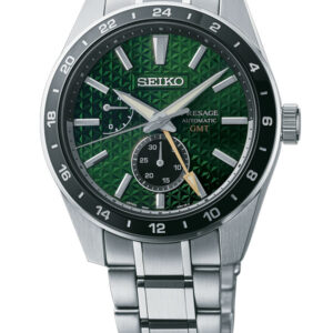 SEIKO PRESAGE SHARP-EDGED SERIES GMT GREEN DIAL MEN’S WATCH SPB219