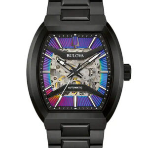 BULOVA MAQUINA TONNEAU PURPLE SKELETON DIAL AUTOMATIC MEN’S WATCH 98A320