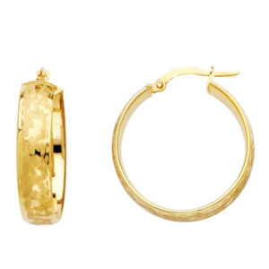 14KY Snow Cut Hollow Hoop Earrings (23mm)