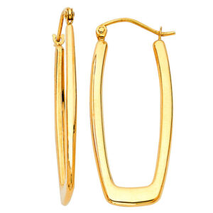 14KY Rectangle Hollow Earrings (15X35mm)