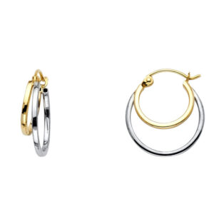 14K 2T 2 Line Hollow Hoop Earrings (18mm)