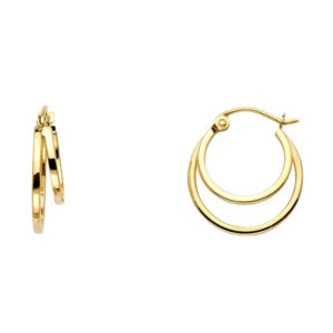 14K 2 Line Hollow Hoop Earrings (18mm)