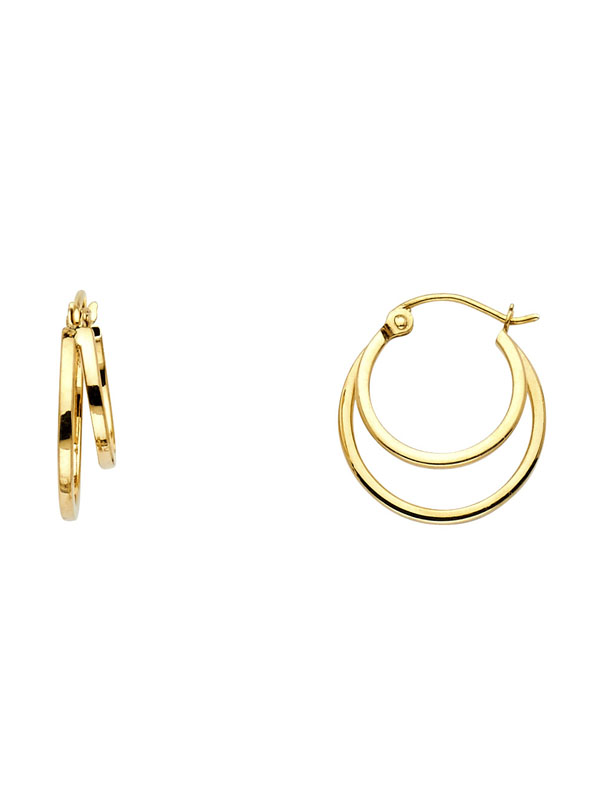 14K 2 Line Hollow Hoop Earrings (18mm)