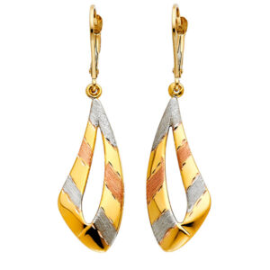 14K 3C Fancy Hollow Earrings with Lever Back